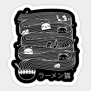 Ramen Lines Minimalist Cat Square Black and White by Tobe Fonseca Sticker